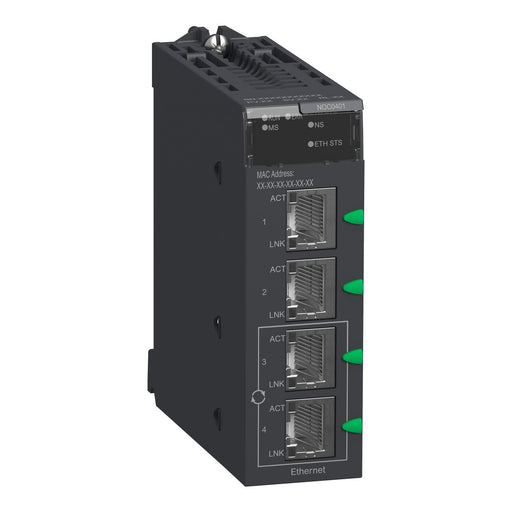 BMXNOC0401 Schneider Electric Network Module, Modicon M340, Ethernet/IP And Modbus/TCP, 4xRJ45 - Gabby Electric