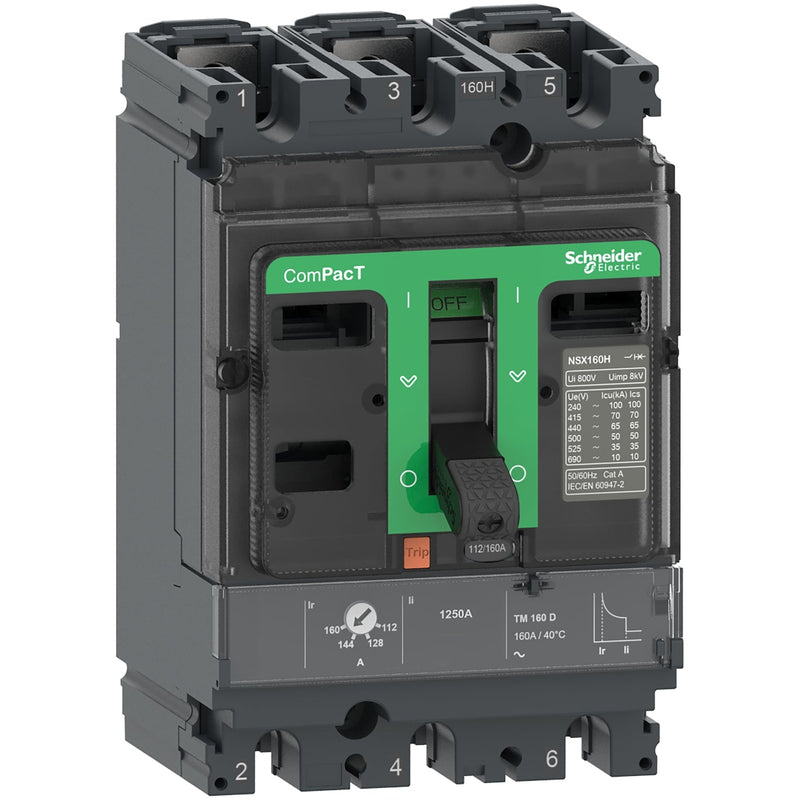 C10N3TM063 Circuit breaker, ComPacT NSX100N, 50kA/415VAC, 3 poles, TMD trip unit 63A - Gabby Electric