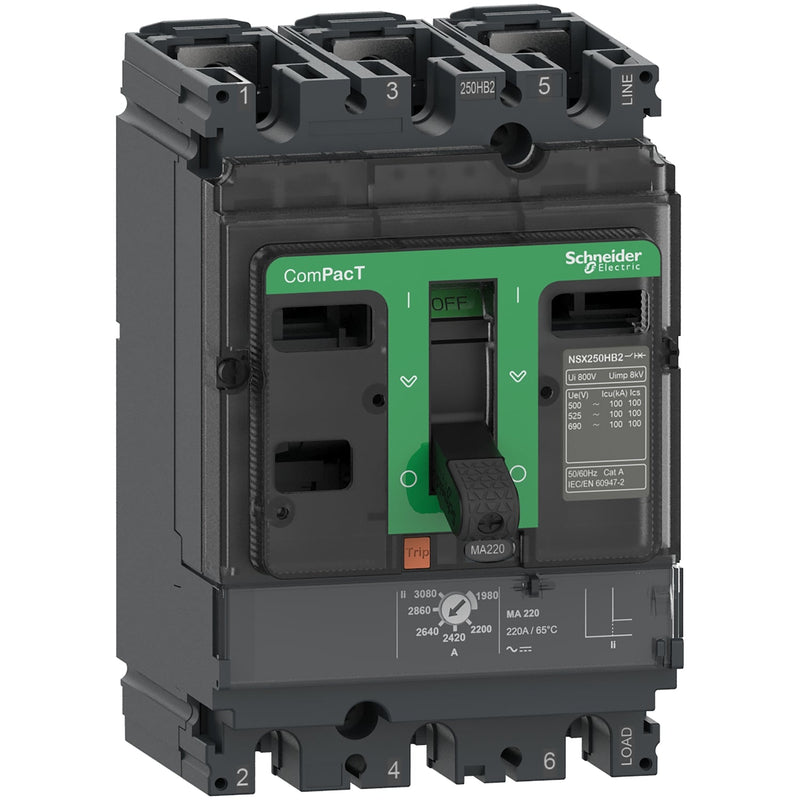 C16N3MA150 Circuit breaker, ComPacT NSX160N, 50kA/415VAC, 3 poles, MA trip unit 150A - Gabby Electric