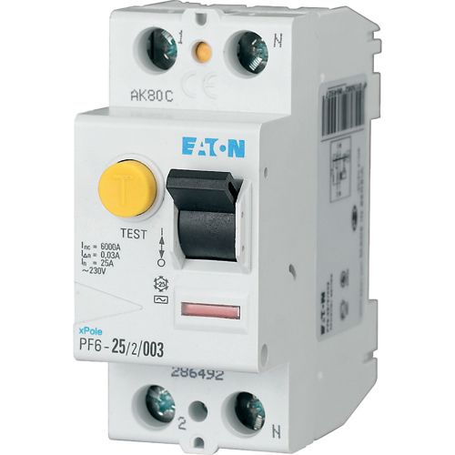 Eaton 112927 PF6 - 63/2/003 - A Residual Current Circuit Breaker (RCCB), 2P 63A 30mA Type A