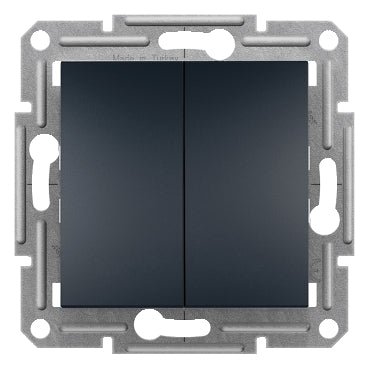 EPH0600371 Schneider Electric Asfora Double Switch 2 Way, Screwless Terminals, Without Frame, Anthracite