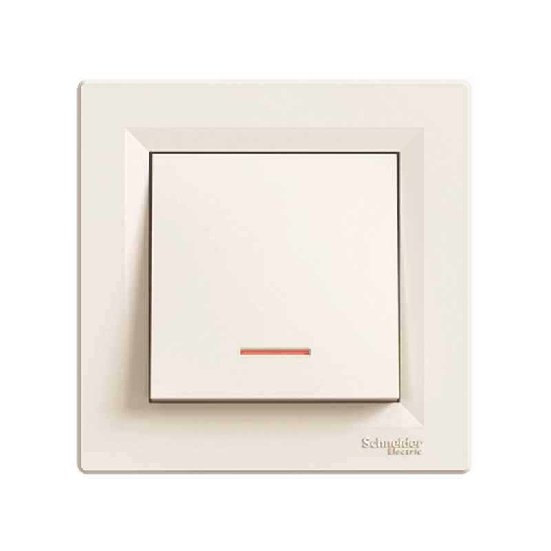 EPH1400123 Schneider Electric Asfora 1P Switch 10AX Screwless, Locator Light, Cream