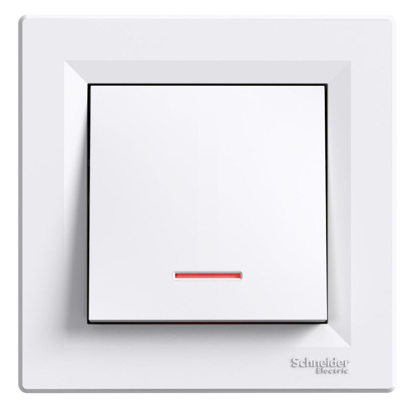 EPH1430321 Asfora - 1pole switch - 10AX lift terminals, locator light, white