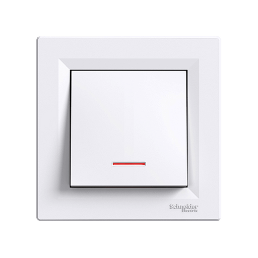 EPH1500121 Schneider Electric Asfora 1P 2Way Switch, 10AX Screwless, Locator Light, White