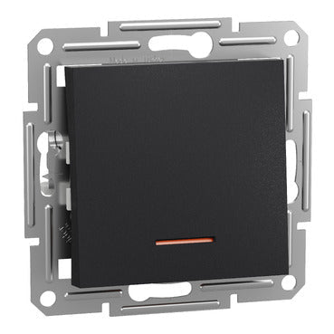 EPH1500171 Schneider Electric Asfora 1P 2Way Switch, 10AX with Locator Light, Screwless, WO Frame, Anthracite
