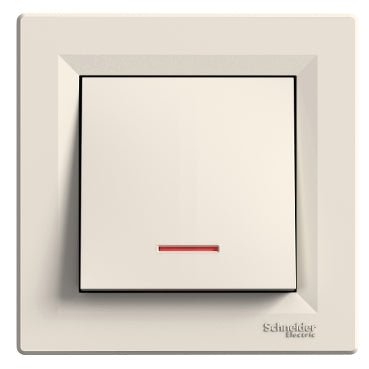 EPH1600123 Schneider Electric Asfora 1P Pushbutton, 10A Screwless Terminals, Locator Light, Cream