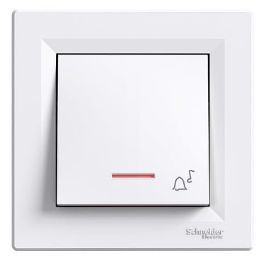 EPH1700321 Schneider Electric Asfora 1P Pushbutton, 10A Screwless, Locator Light, Bell Symbol, White