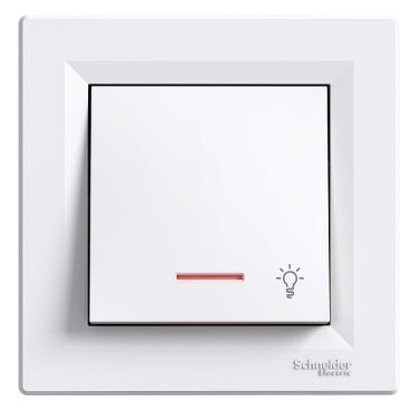 EPH1800121 Schneider Electric Asfora 1P Pushbutton, 10A Screwless, Locator Light, Light Symbol, White