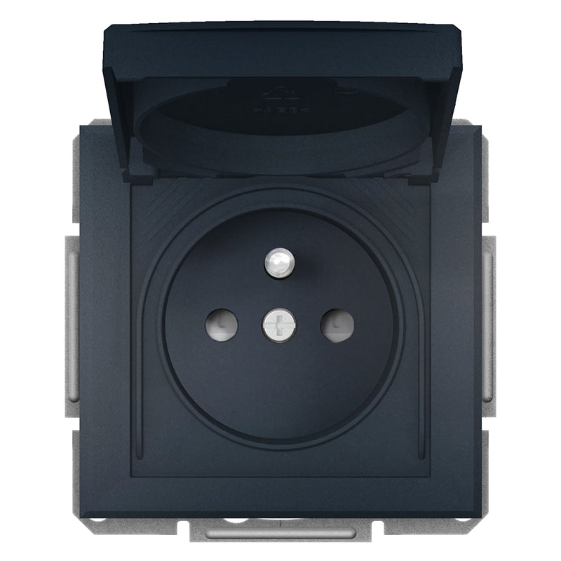 EPH2800671 Schneider Electric Asfora Single socket outlet with pin earth, anthracite IP44 - Gabby Electric