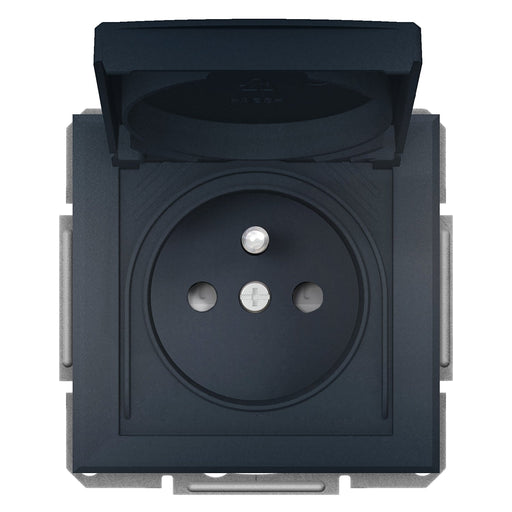 EPH2800671 Schneider Electric Asfora Single socket outlet with pin earth, anthracite IP44 - Gabby Electric