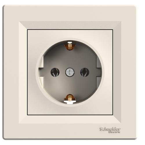 EPH2900123 Schneider Electric Asfora Single Socket Outlet with Side Earth, 16A Cream