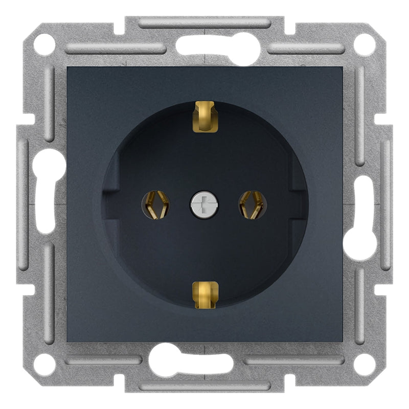 EPH2900171 Asfora - single socket outlet with side earth, wo frame, anthracite - Gabby Electric