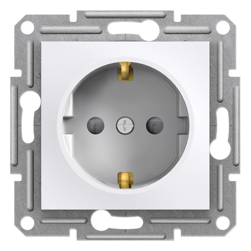 EPH2970221 Asfora - single socket outlet with side earth - 16A shutters white w/o frame - Gabby Electric