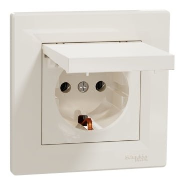 EPH3100123 Schneider Electric Asfora Single Socket Outlet with Side Earth, 16A Lid Cream
