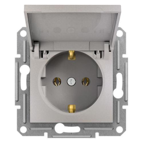 EPH3100169 Schneider Electric Asfora Single Socket Outlet with Side Earth with Lid, WO Frame, Bronze