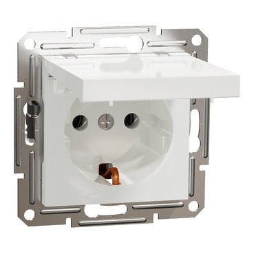 EPH3170121 Schneider Electric Asfora Single Socket Outlet with Side Earth 16A Lid WO Frame White