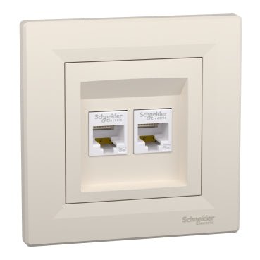EPH4400123 Schneider Electric Asfora Double Data Socket RJ45 Cat5e UTP, Cream - Gabby Electric