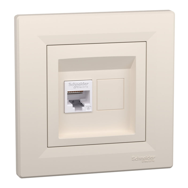 EPH4700123 Schneider Electric Asfora Single Data Socket RJ45 Cat.6 UTP, cream - Gabby Electric