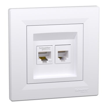 EPH4900121 Schneider Electric Asfora Data Socket RJ45 Cat5e UTP and RJ12, White