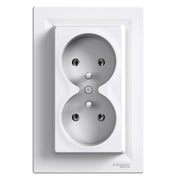 EPH9800221 Schneider Electric Asfora Double Socket Outlet With Pin Earth 16A, white - Gabby Electric