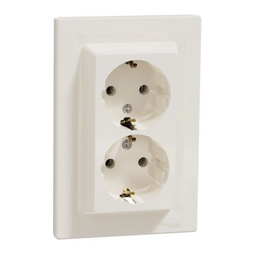 EPH9900123 Schneider Electric Asfora Double Socket - Outlet with Side Earth 16A, Cream