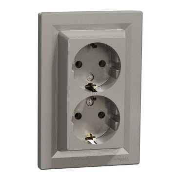 EPH9900169 Schneider Electric Asfora Double Socket - Outlet with Side Earth Contact, WO Frame, Bronze