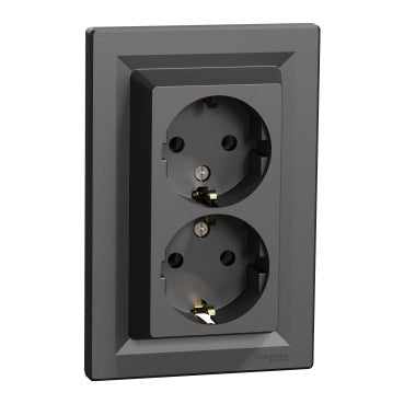 EPH9900171 Schneider Electric Asfora Double Socket - Outlet with Side Earth Contact, Anthracite