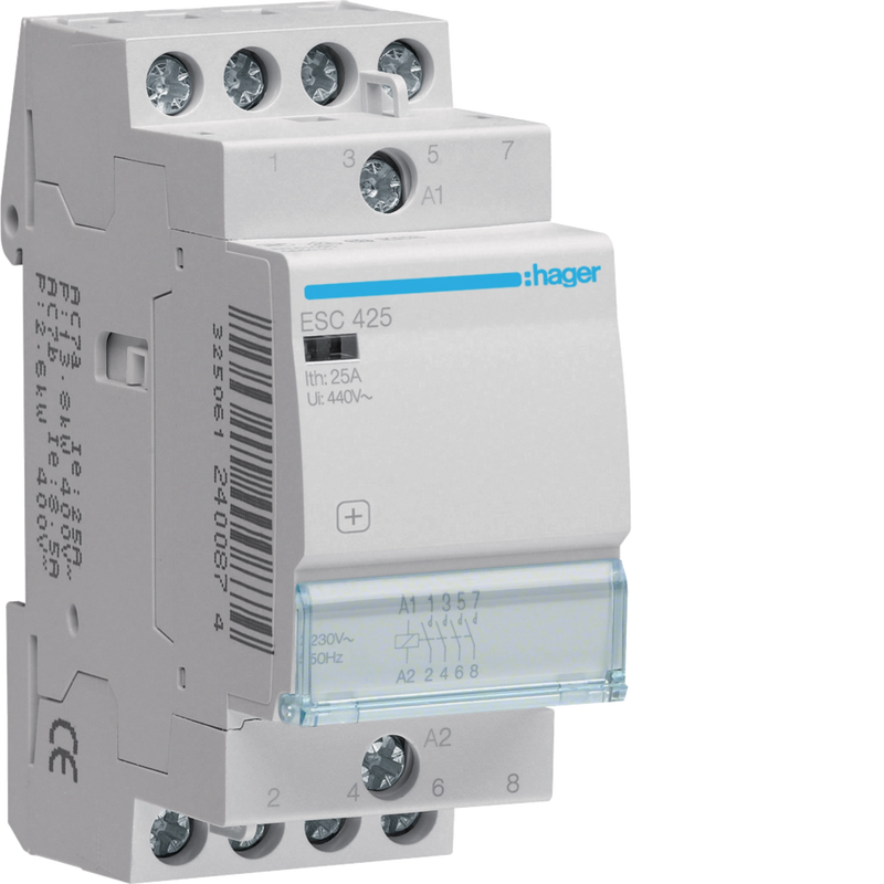 ESC425 Hager ESC Contactor 4P 25A 230VAC 4NA - Gabby Electric