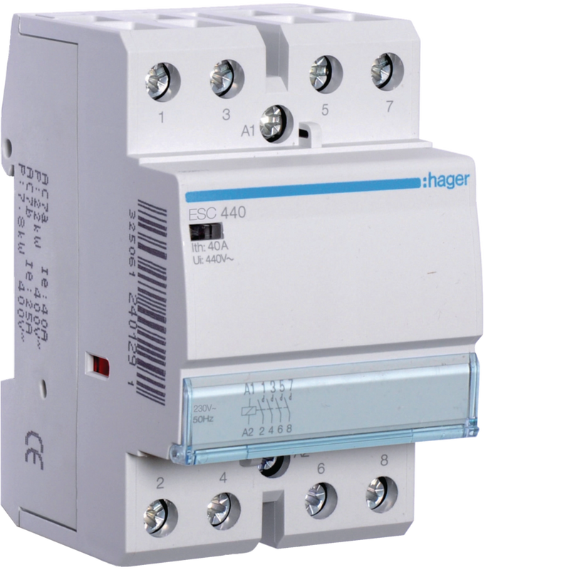 ESC440 Hager ESC Contactor 4P 40A 230VAC 4NA - Gabby Electric