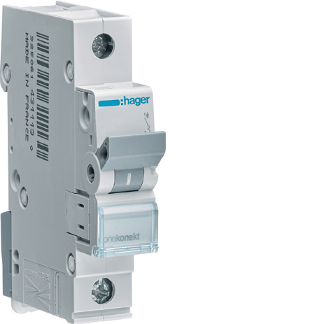 Hager MBN116E Miniature Circuit Breaker 1P B16A 6kA 1 Module