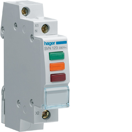 Hager SVN129 LED Indicator Module Red Green Orange 230VAC 1 Module