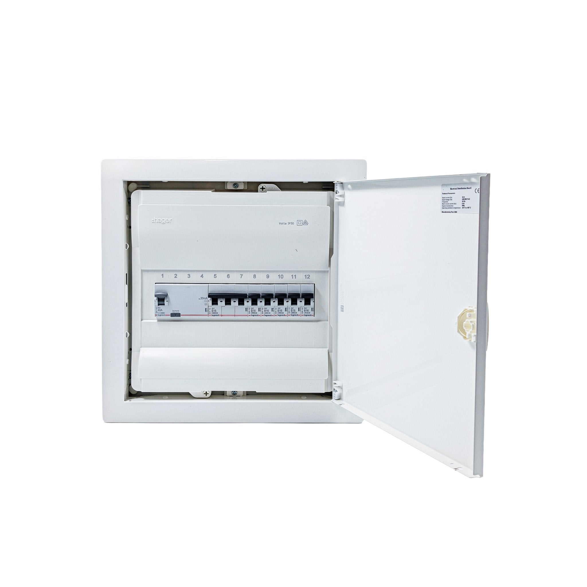 HL12P01 12-Module Pre-Wired 3-Phase Distribution Board 40A RCD IP30 ...