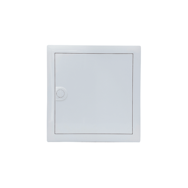 HL12P02 pre-wired distribution board, Hager Volta IP30 flush enclosure, closed white steel door