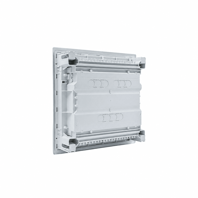 HL12P02 Hager Volta flush distribution board enclosure, rear view with cable knockouts