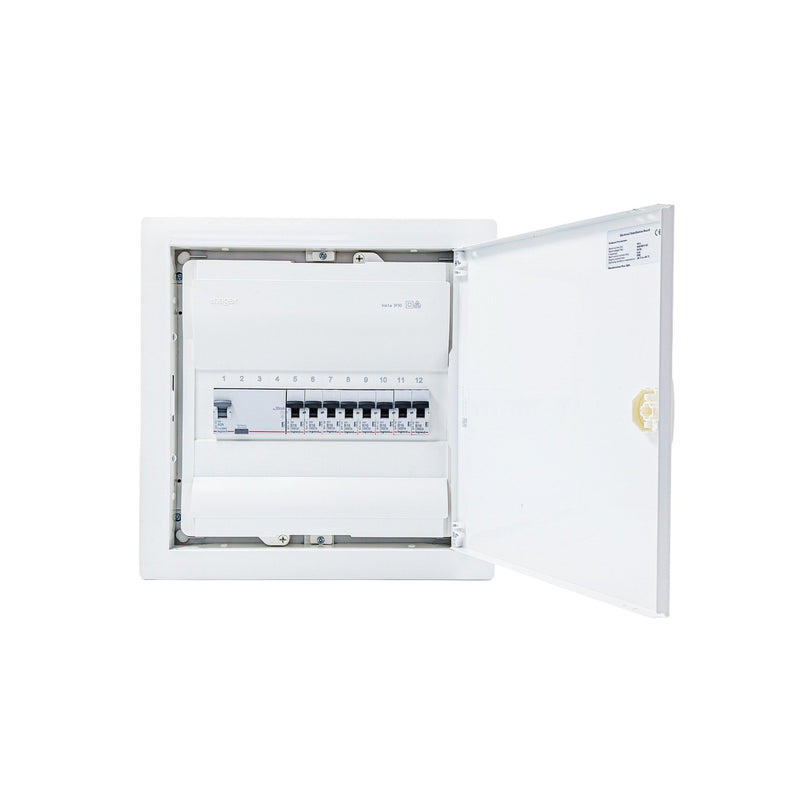 HL12P02 12-module pre-wired 3-phase distribution board, Legrand RX3 RCD and B16 MCBs