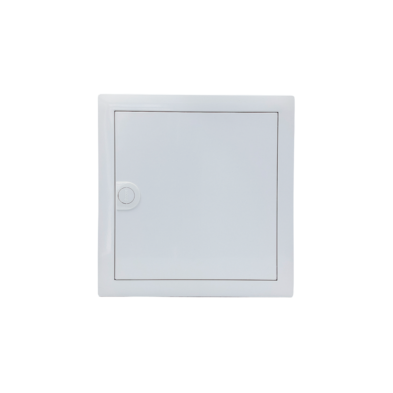 HL12P02 pre-wired distribution board, Hager Volta IP30 flush enclosure, closed white steel door
