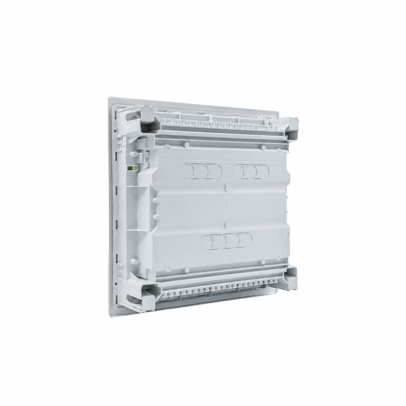HL12P02 Hager Volta flush distribution board enclosure, rear view with cable knockouts