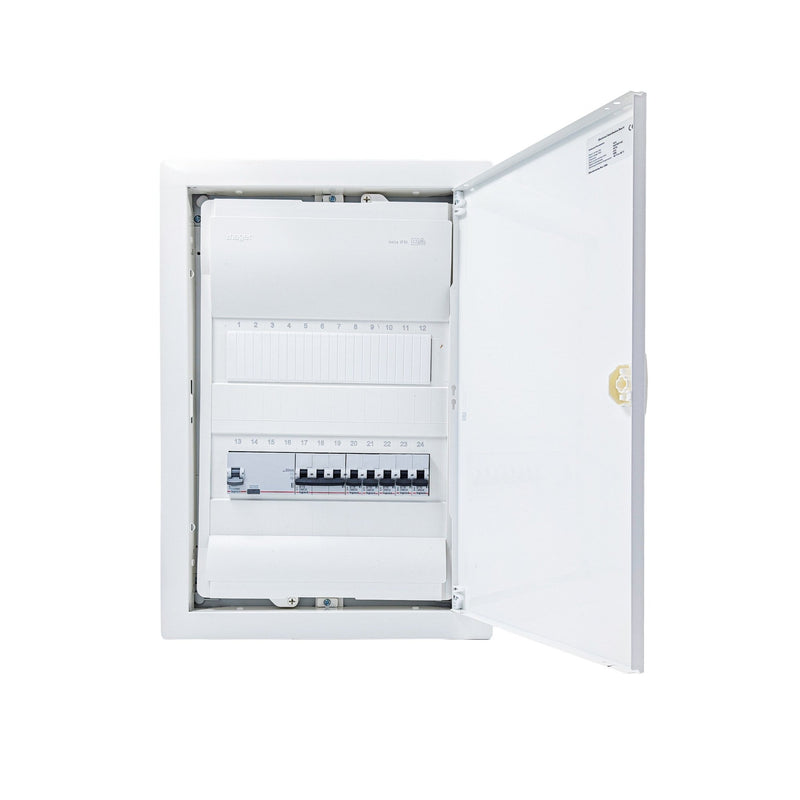 HL24P01 24-module pre-wired 3-phase distribution board, Legrand RX3 RCD and B16 MCBs