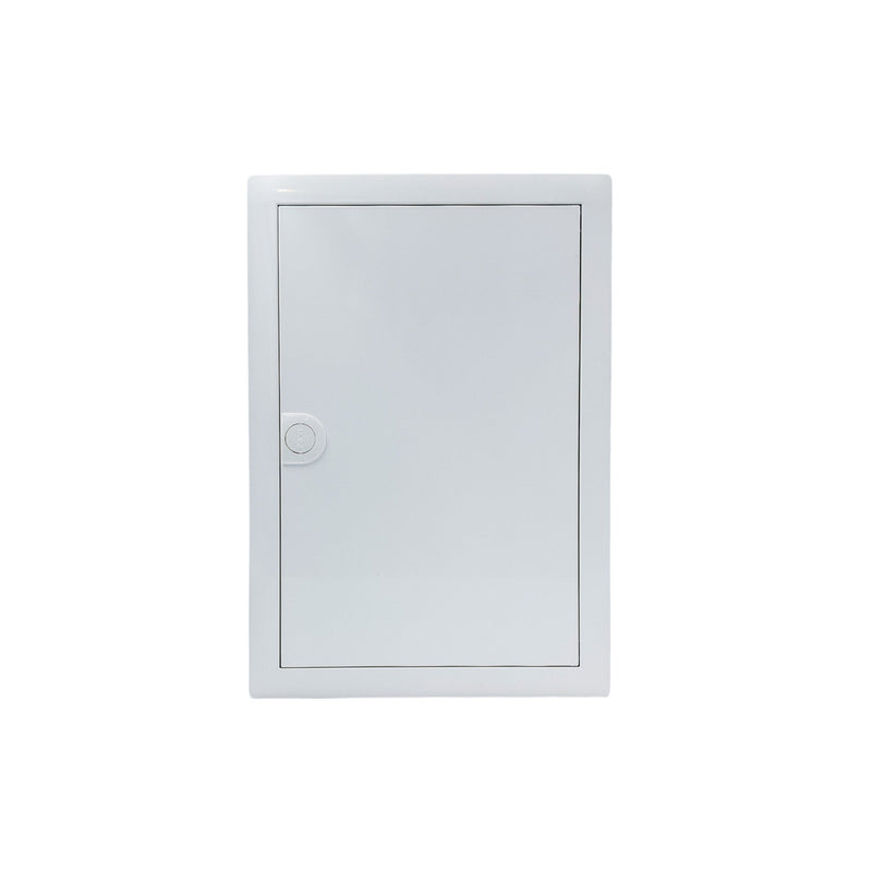 HL24P02 pre-wired distribution board, Hager Volta IP30 flush enclosure, closed white steel door