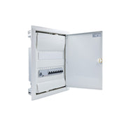 Hager Volta 24-module pre-wired distribution board, door open, Legrand RX3 RCD and B16 MCBs