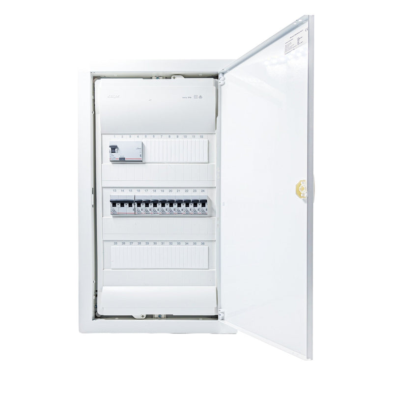 HL36P02 36-module pre-wired 3-phase distribution board, Legrand RX3 RCD and B16 MCBs