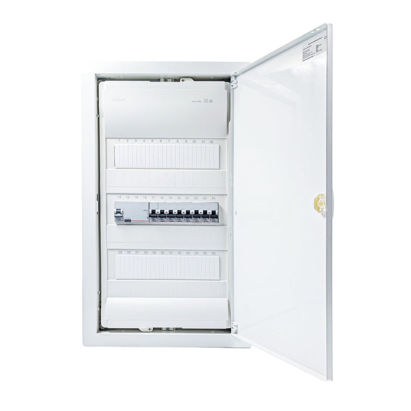 HL36P03 36-module pre-wired 3-phase distribution board, Legrand RX3 RCD and B16 MCBs