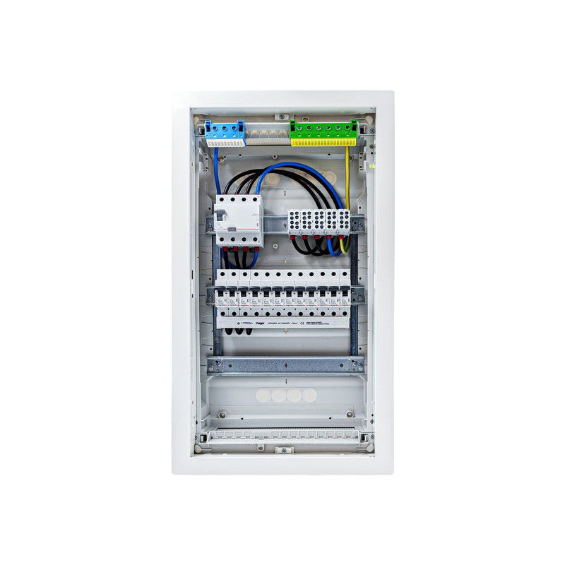 HL36P04 distribution board internal wiring, 3-phase busbar comb, neutral and earth bars