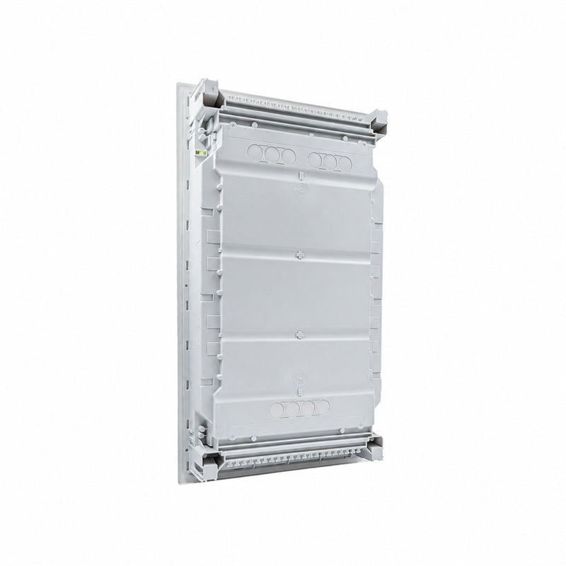 HL36P04 Hager Volta flush distribution board enclosure, rear view with cable knockouts
