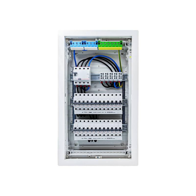 HL36P05 distribution board internal wiring, 3-phase busbar comb, neutral and earth bars