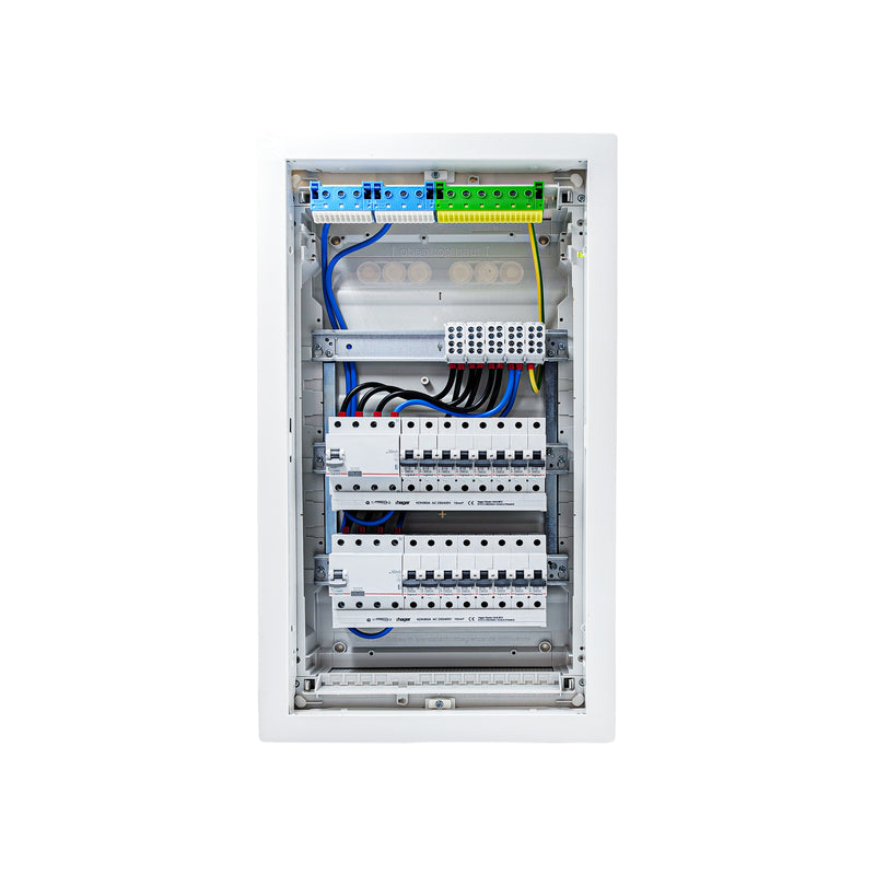 HL36P06 distribution board internal wiring, 3-phase busbar comb, neutral and earth bars