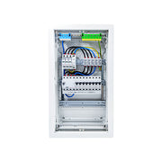 HL36P08 distribution board internal wiring, 3-phase busbar comb, neutral and earth bars with Type 1+2 SPD