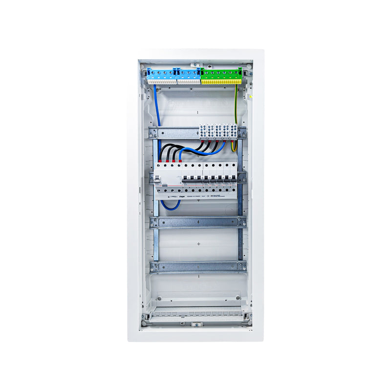 HL48P01 distribution board internal wiring, 3-phase busbar comb, neutral and earth bars