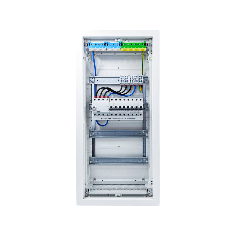 HL48P03 distribution board internal wiring, 3-phase busbar comb, neutral and earth bars