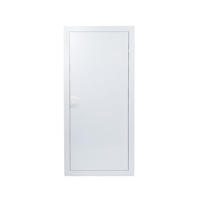 HL48P04 pre-wired distribution board, Hager Volta IP30 flush enclosure, closed white steel door